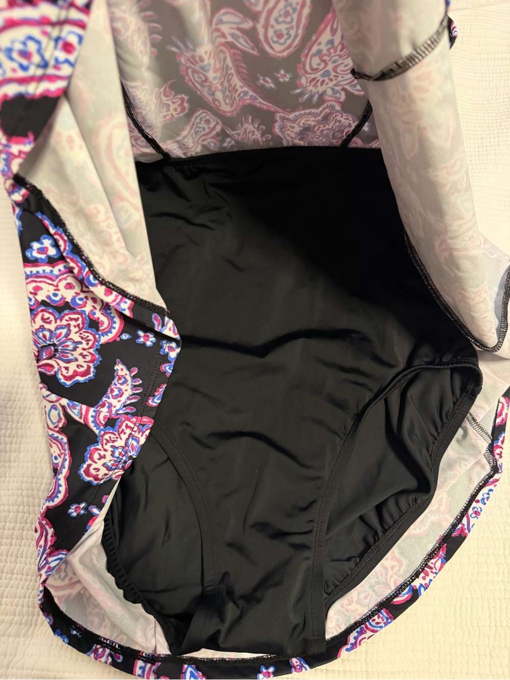 SWIM SOLUTIONS Paisley-Print Tummy-Control Swim Dress, Size 12, NWT - Picture 6 of 9